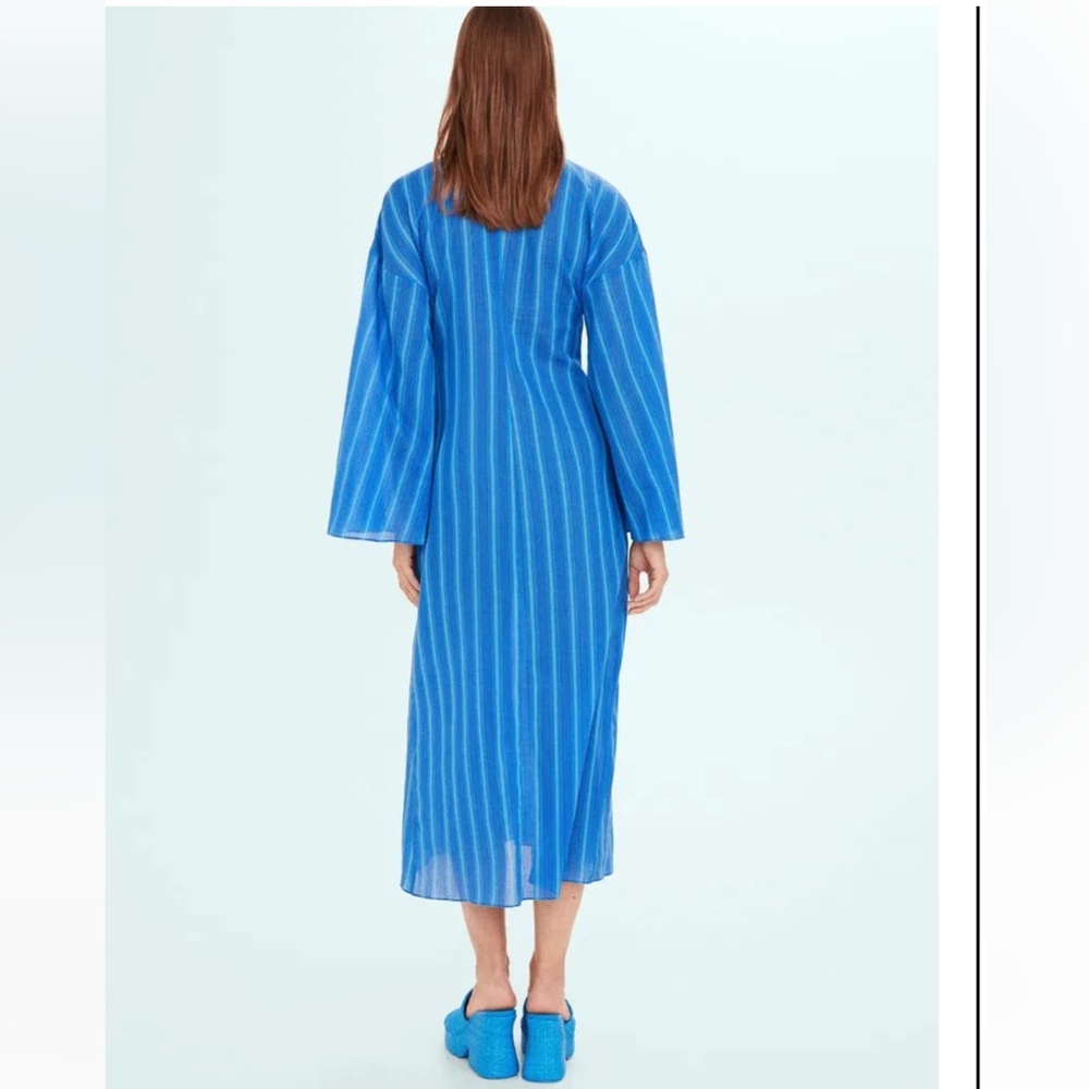 New! Mango X Simon Miller XS/2 Blue Striped Dress with knot detail. - Picture 3 of 12